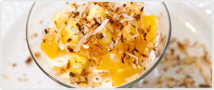 Ambrosia Panna Cotta With Pineapple-Citrus Relish