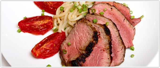 Asian-Infused Sirloin With Five Spice Roasted Tomatoes