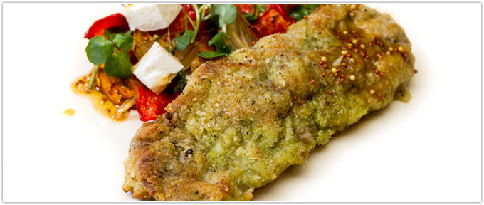 Beef Schnitzel With Roasted Kabocha Squash & Feta Salad