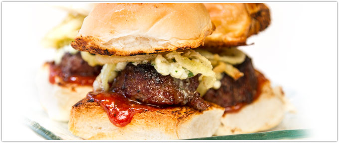 Beef Sliders With Gorgonzola & Guava BBQ Sauce