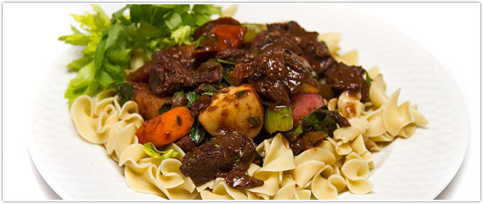 Beef Stew With Potatoes, Carrots, Parsnips & Horseradish