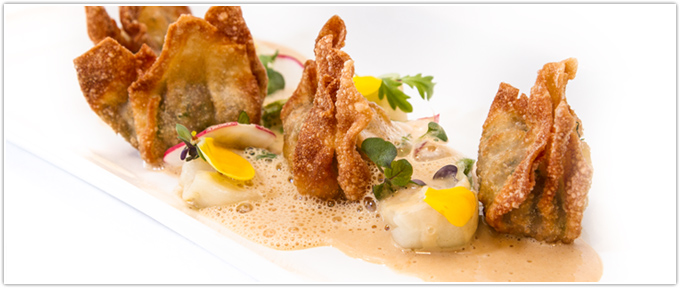 Beef Wontons With Miso Butter Sauce & Baby Bok Choy