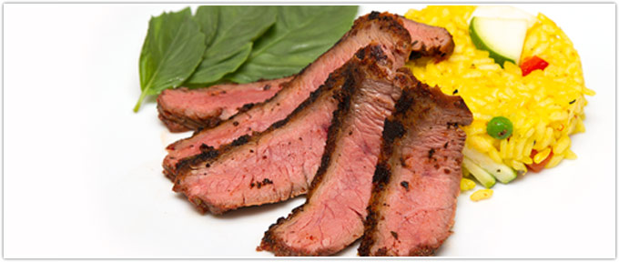 Blackened Flank Steak With Vegetable Risotto