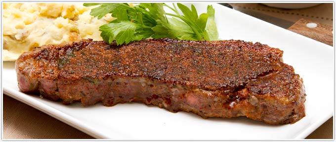 Blackened Piedmontese Strip With Green Chile Mashed Potatoes