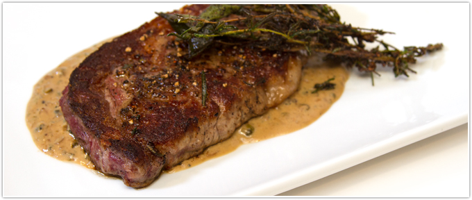 Butter-Basted Ribeye With Au Poivre Sauce