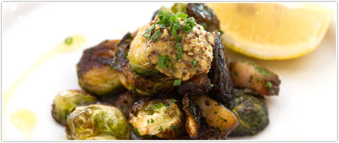 Charred Brussels Sprouts With Garlic & Gorgonzola