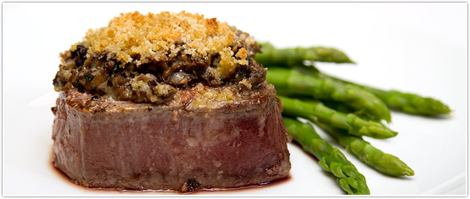 Filet Mignon Crusted With Mushrooms & Parmesan