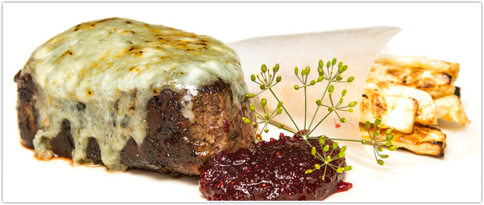 Filet Mignon With Blue Cheese & Cranberry Spice Gastrique