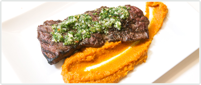 Flank Steak With Watercress Chimichurri