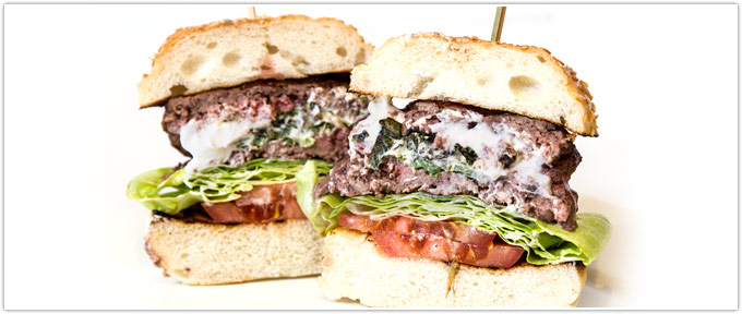 Goat Cheese & Spinach Stuffed Burger
