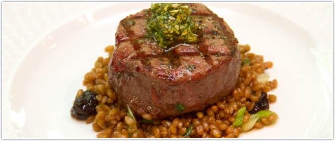 Grilled Filet With Wheat Berry & Cherry Salad