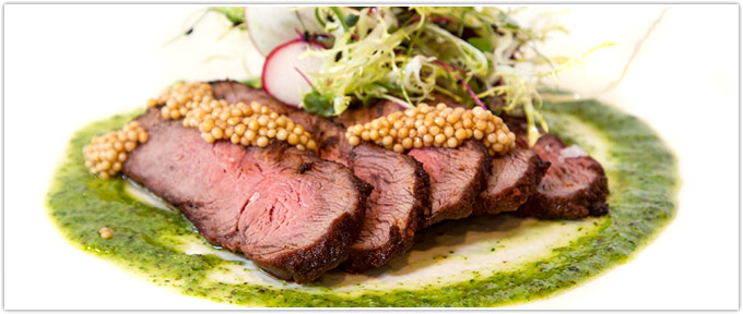 Grilled Flat Iron Steak With Chimichurri & Pickled Mustard Seed