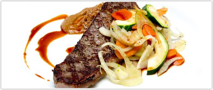 Grilled New York Strip With Caramelized Onion Puree