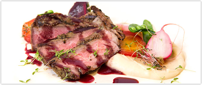 Grilled New York Strip With Celery Root Puree & Red Wine Reduction