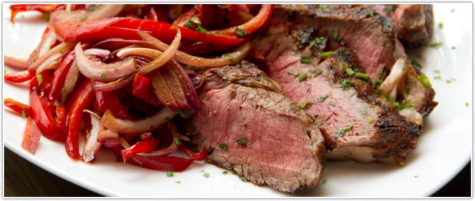Grilled Ribeye With Onions & Peppers Agrodolce