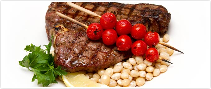 Grilled T-Bone With Garlic, Lemon & Controne Beans