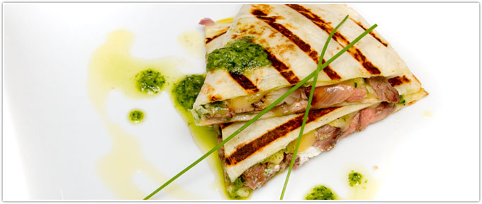 Grilled Three Cheese Flank Steak Quesadillas