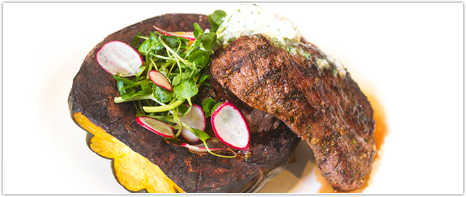 Grilled Tri-Tip Steaks With Acorn Squash & Garlic Butter
