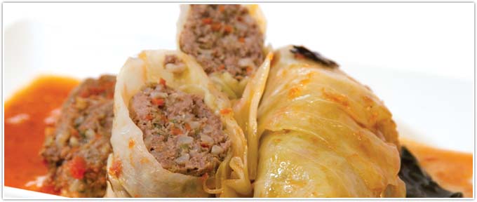 Ground Beef Stuffed Cabbage With Fresh Tomato Sauce
