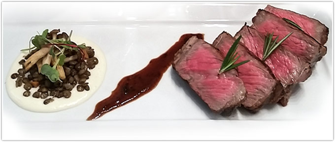 New York Strip With Bordelaise Sauce, French Lentils & Parsnip Purée