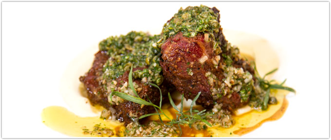 Pastrami-Braised Short Ribs With Broken Truffle Vinaigrette & Parsnip Purée