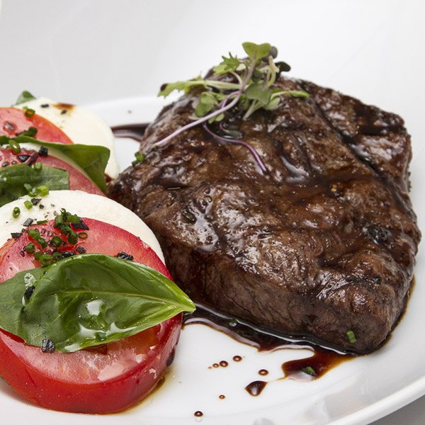 Balsamic-Glazed Flat Iron With Caprese Salad