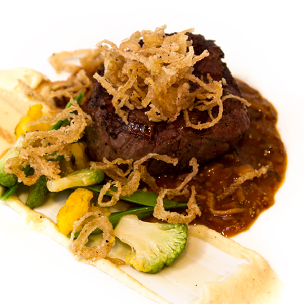 Grilled Filet With MustardMushroom Sauce & Parsnip