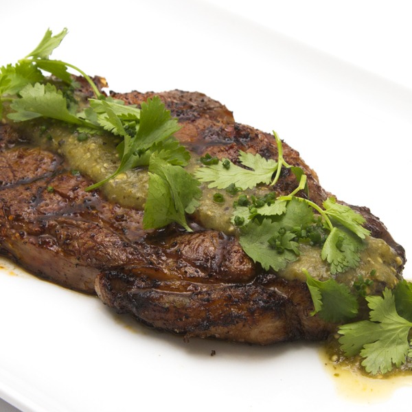 GuajilloCrusted Ribeye With Tomatillo Salsa Recipe