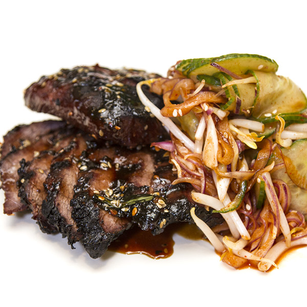 KalbiMarinated Flat Iron Steaks With Cucumber