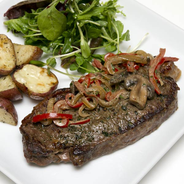 Piedmontese.com  New York Strip Skillet Steaks With Dijon Mushroom Sauce Recipe