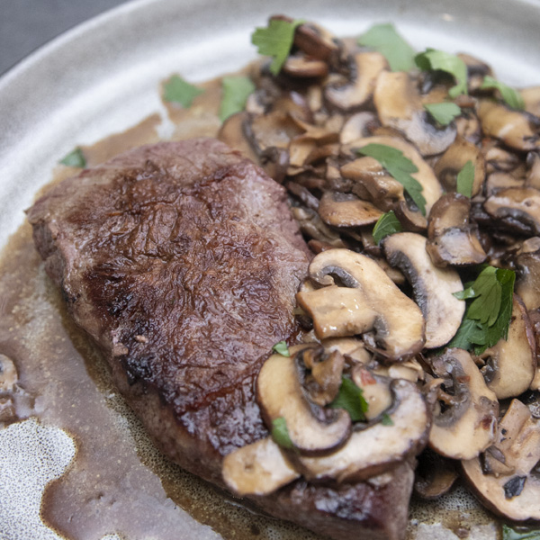 PanSeared Flat Iron Steaks With Sautéed Mushrooms