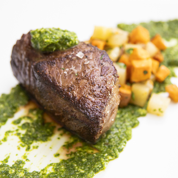 Sirloin Filets With Roasted Potatoes & Arugula Salsa Verde