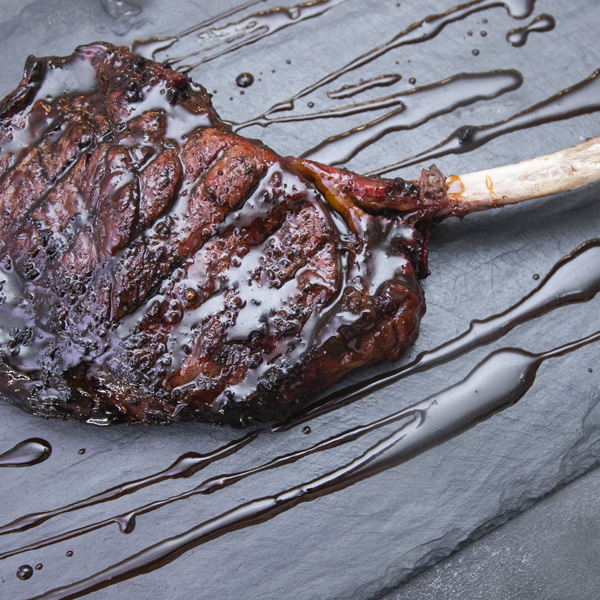 Smoked Tomahawk Ribeye With Sweet & Sour Glaze