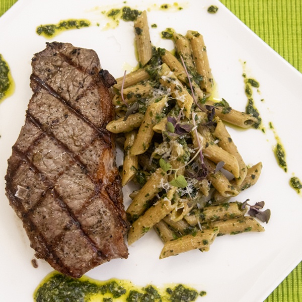 Piedmontese.com | Strip Steak With Pesto Pasta Recipe